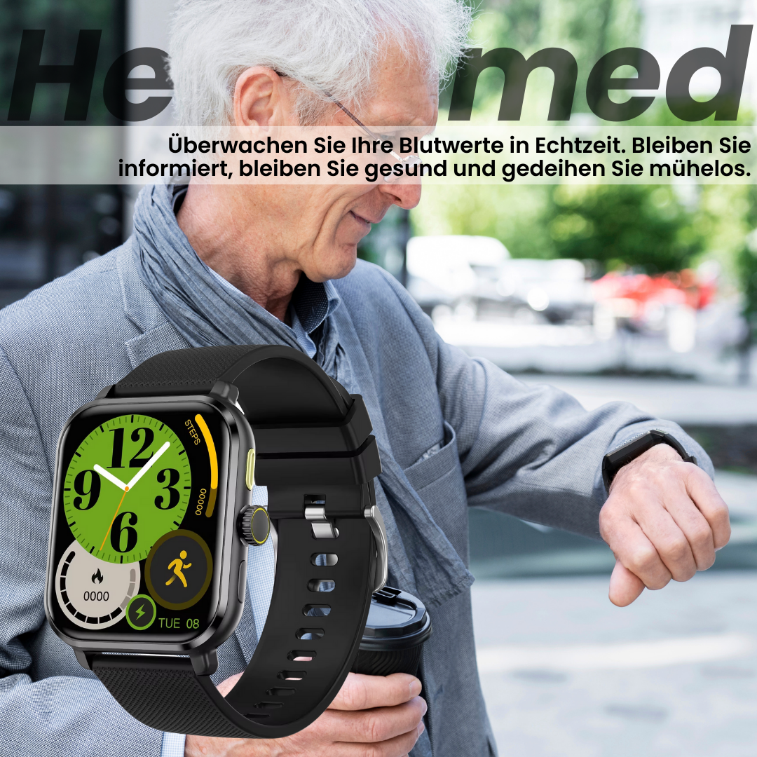 Healthmed Gesundheits-Smartwatch - zur Überwachung von Blutzucker - Sonderaktion 1+1 Gratis