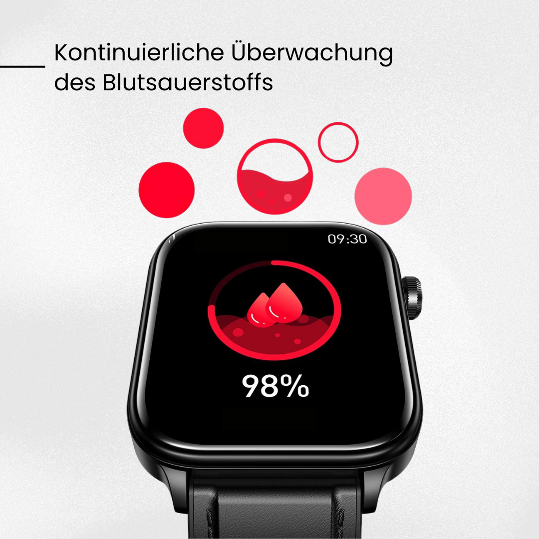 GlucoCare SOS Gesundheitsuhr - mit SOS-Funktion inkl. Sturzerkennung & zertifizierte Blutzuckermessung (2025) - Original
