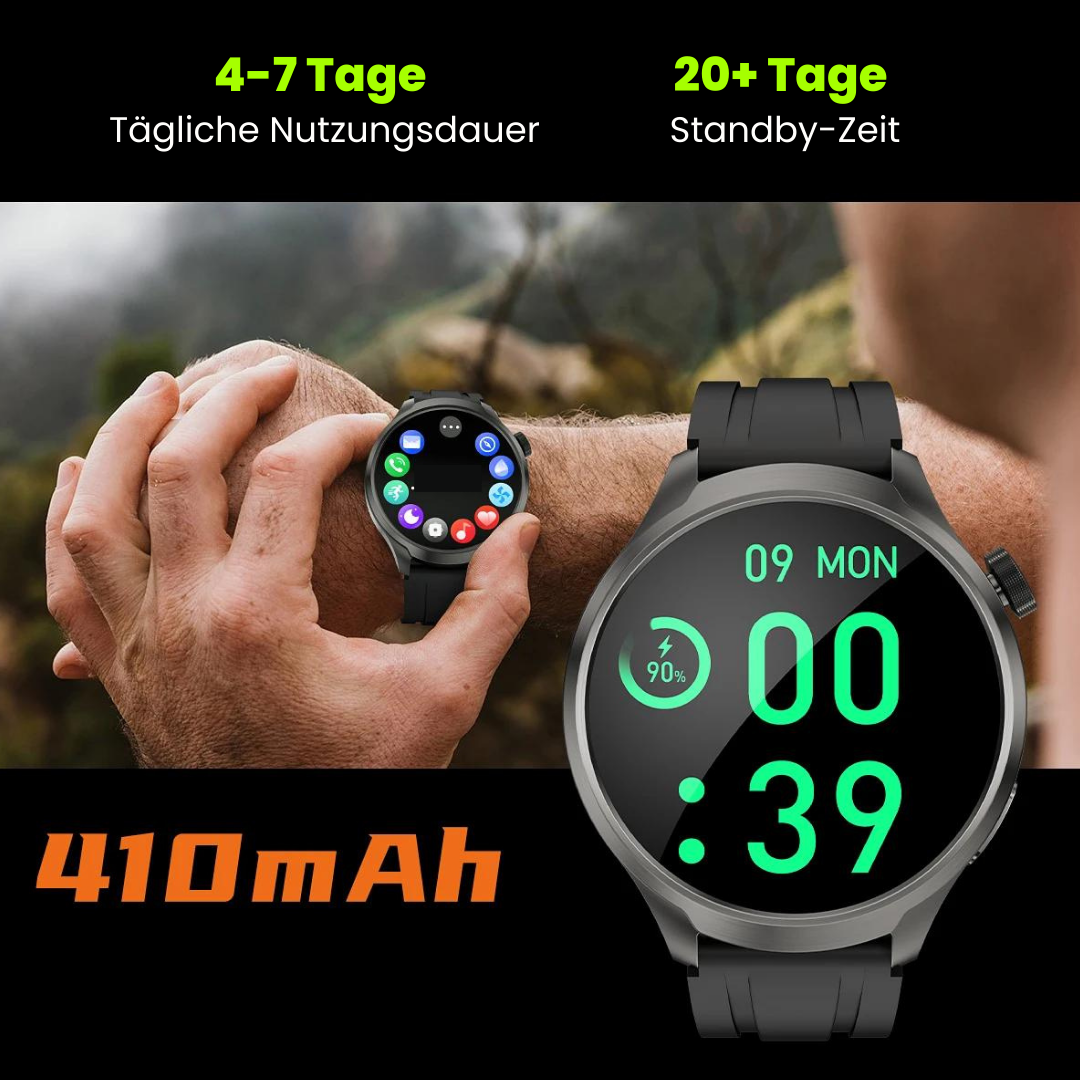 VitalSense Pro X - Gesundheits-Smartwatch mit Lederarmband (2025) - Sonderaktion 1+1 Gratis