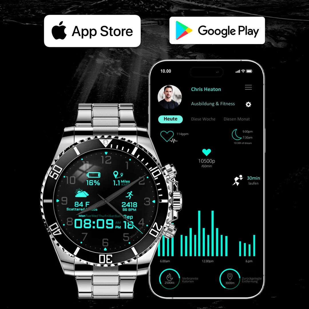 Nexos Pro Smartwatch - Unzerstörbare Militär-Gesundheitsuhr (2025) - Sonderaktion 1+1 Gratis